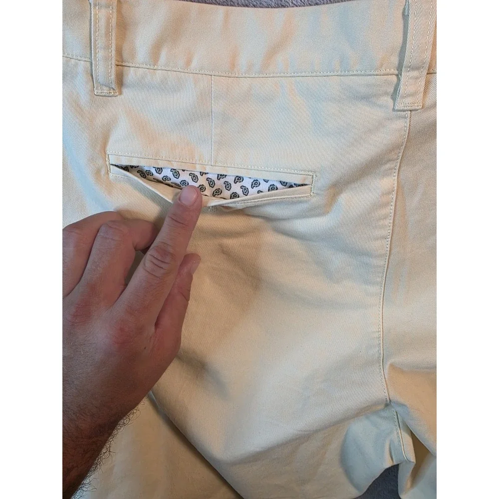 Bonobos Men's Chino Pants 34x30 Yellow Slim Fit Flat Front Casual